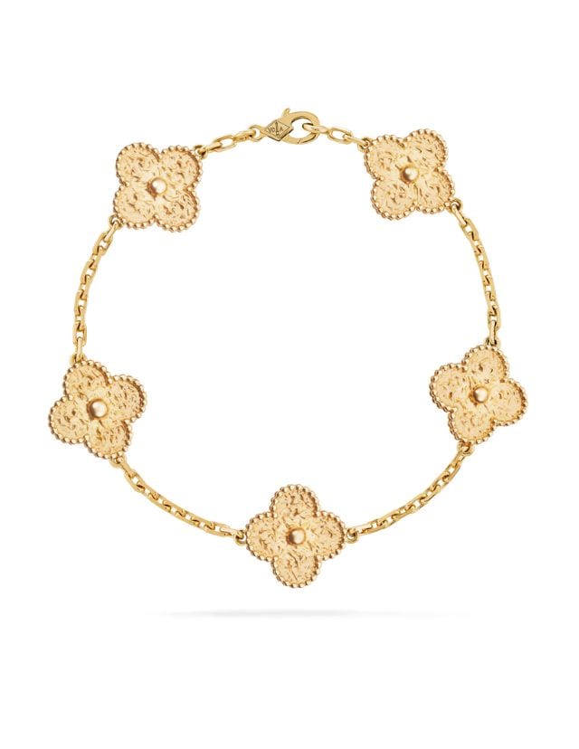 Vintage Alhambra bracelet 5 motifs in 18k yellow gold, SGD 8,100 (approximately P351,041.85), VAN CLEEF & ARPELS, vancleefarpels.com